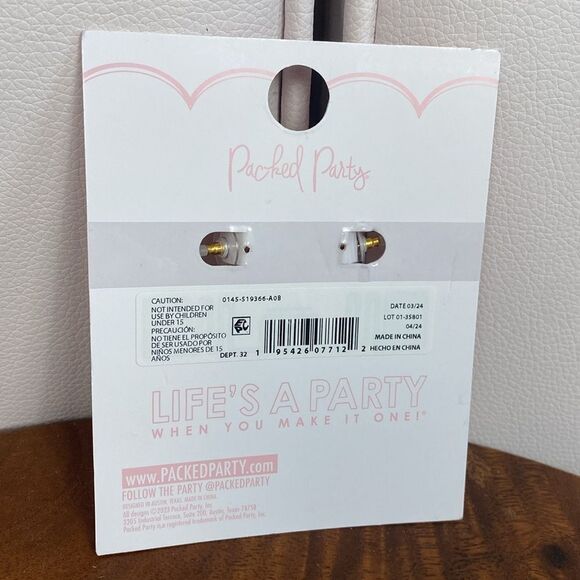 Packed Party Goldtone Go Team Hoop Earrings - Picture 4 of 5